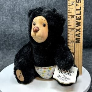 Vintage Raikes Bears Black Bear Baby Nursery Miniatures Collectible Plush
